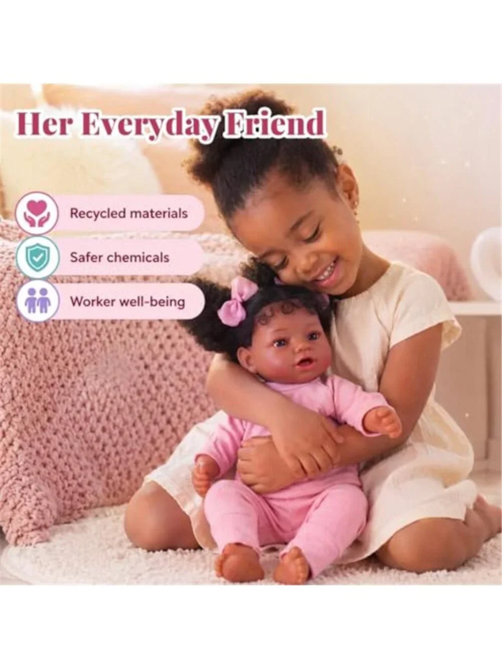 20 Inch Black Reborn Baby Girl Doll Hand Painted Veins Rattles Complete Gift Set
